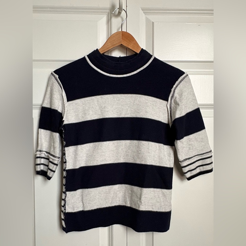We The Free / Navy and White Striped Sweater / S